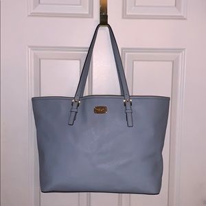 Michael Kors light blue purse tote